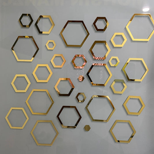 Acrylic Hexagon Ring Mirror Wall Decor. *