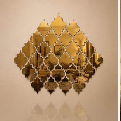 Acrylic Diamond Border Mirror Wall Decor – Geometric Luxury Wall Art