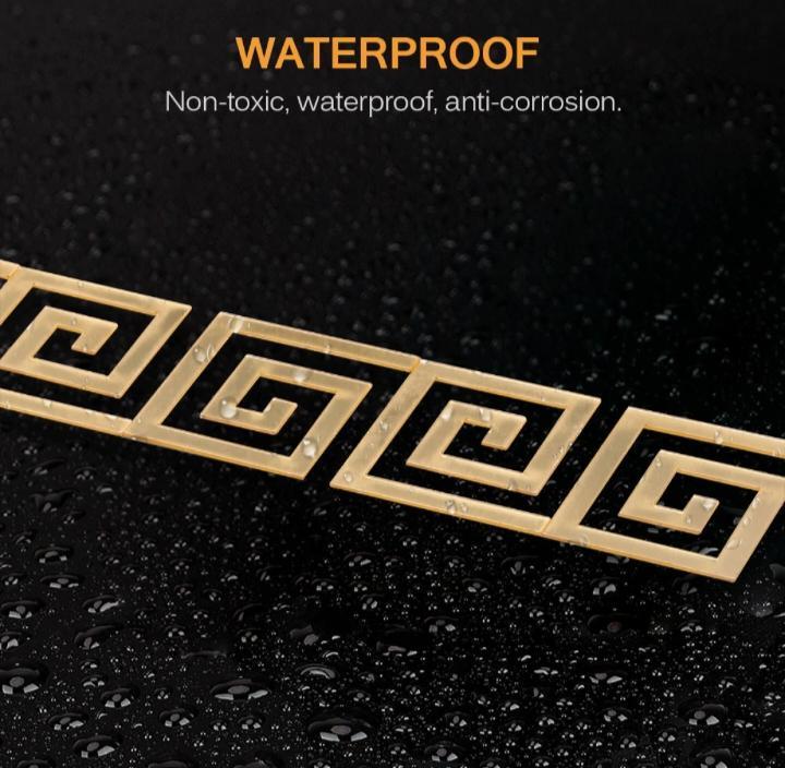 Golden Greek Key Acrylic Mirror Wall Border Sticker – Luxury 3D Wall Decor