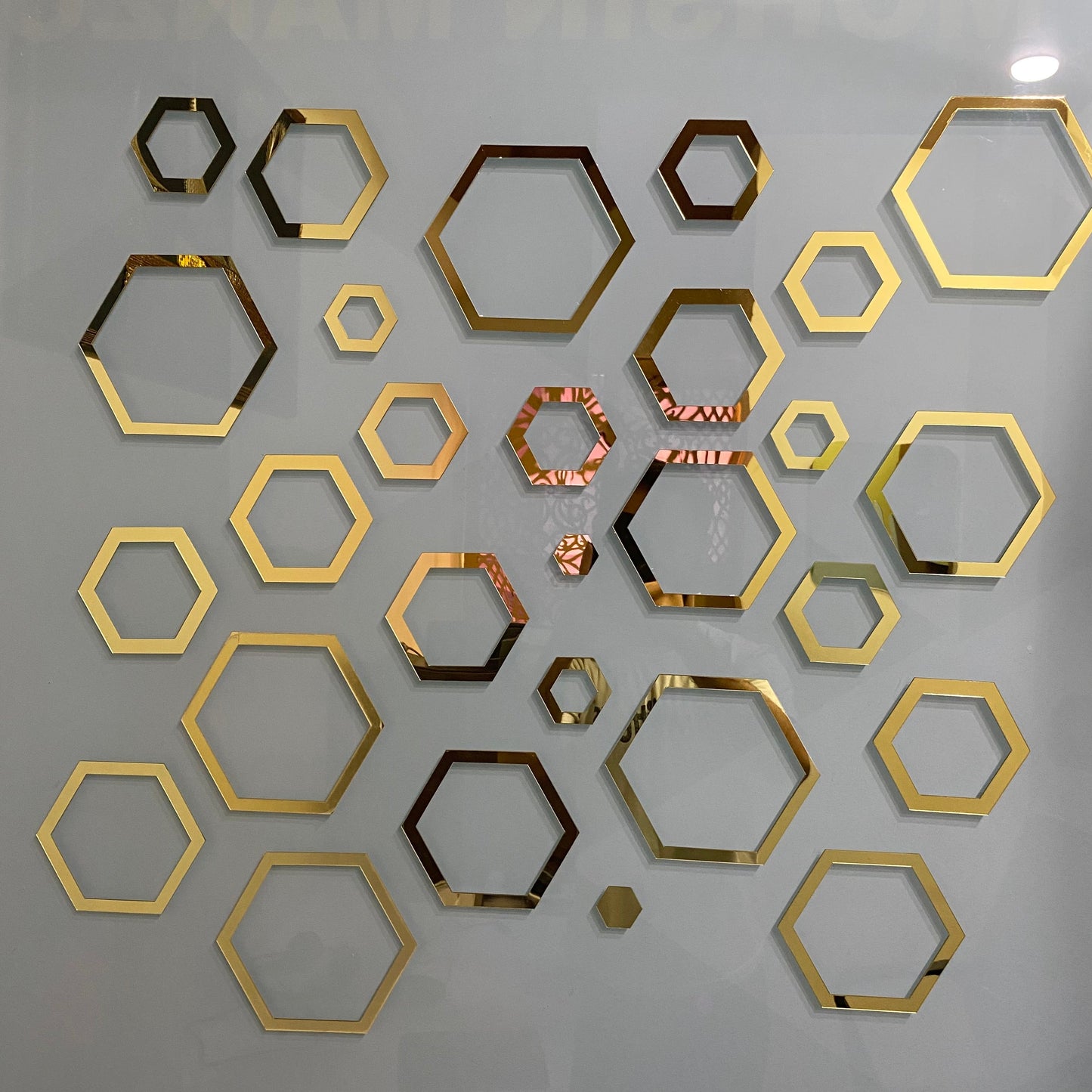Acrylic Hexagon Ring Mirror Wall Decor. *