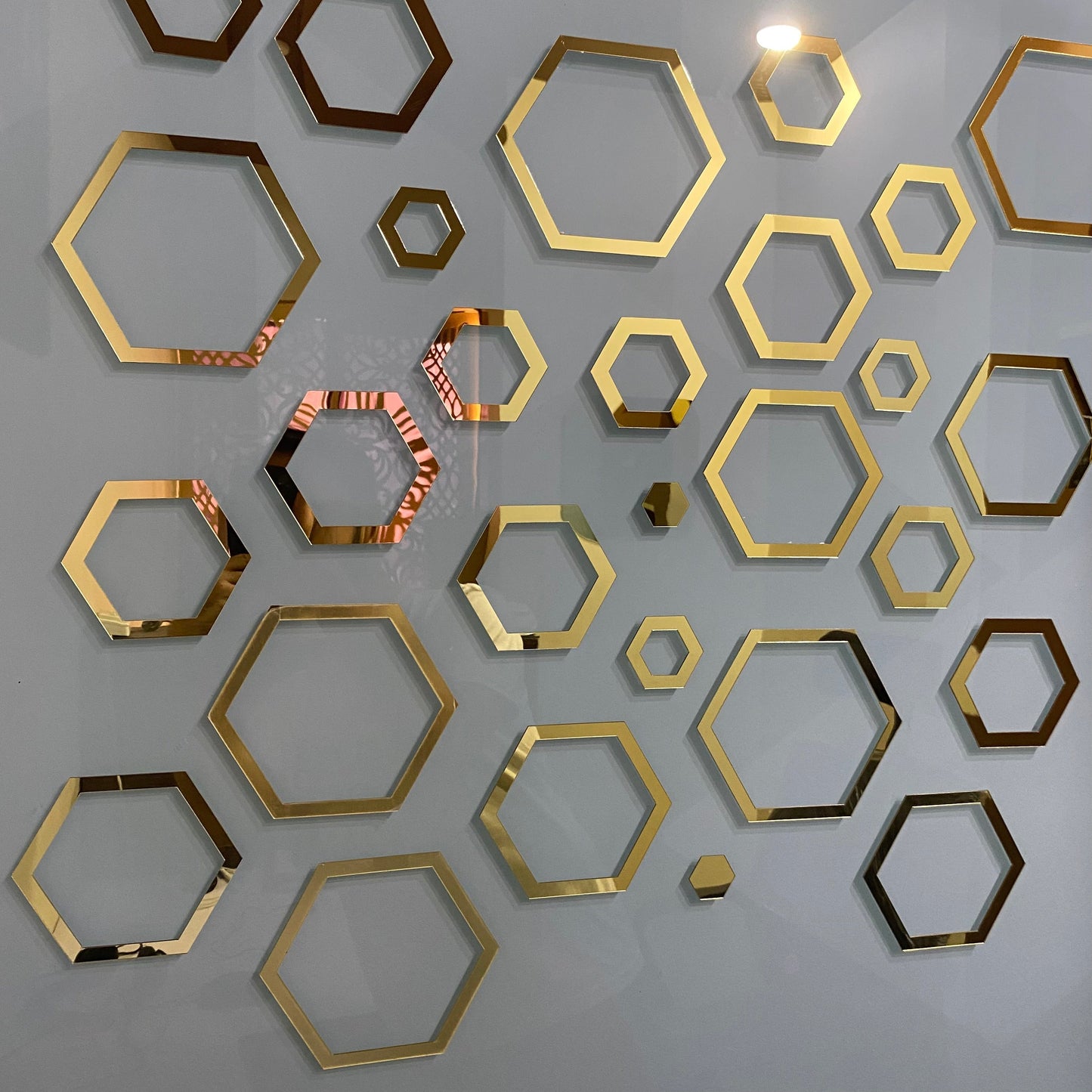 Acrylic Hexagon Ring Mirror Wall Decor. *