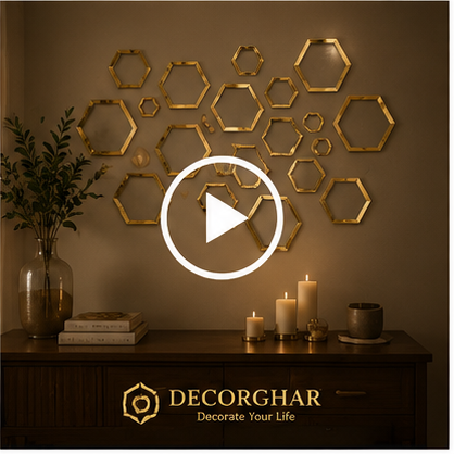 Acrylic Hexagon Ring Mirror Wall Decor – Geometric Luxury Wall Art