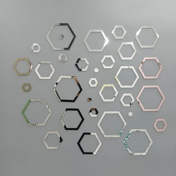 Acrylic Hexagon Ring Mirror Wall Decor. *
