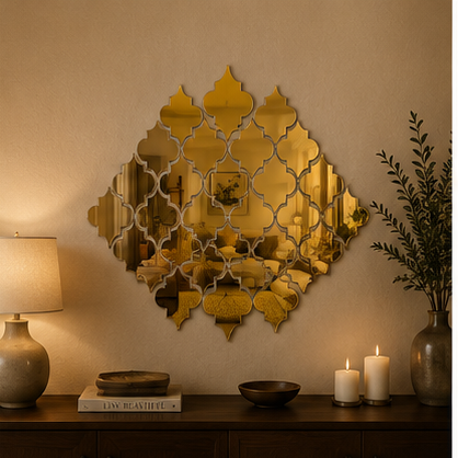 Acrylic Diamond Border Mirror Wall Decor – Geometric Luxury Wall Art