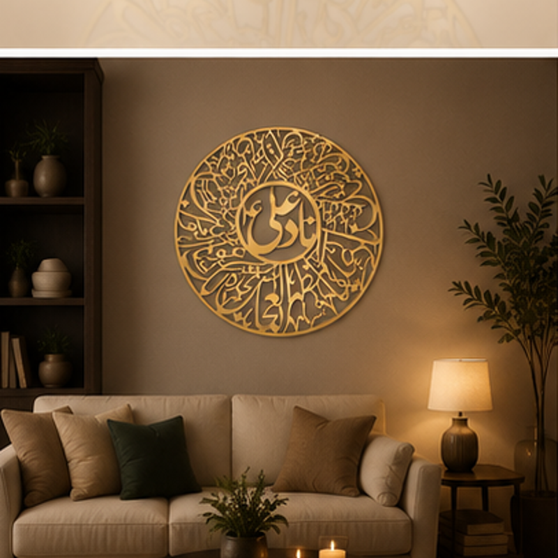 Nad e Ali Acrylic Mirror Islamic Calligraphy Wall Decor