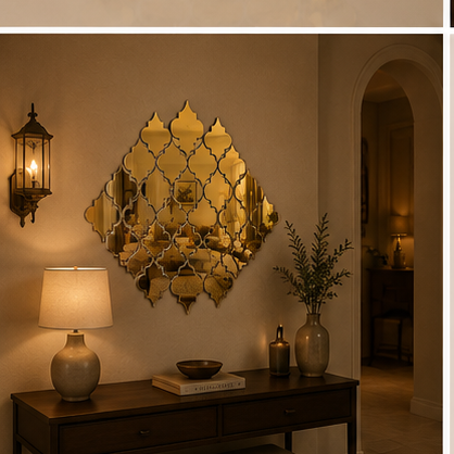 Acrylic Diamond Border Mirror Wall Decor – Geometric Luxury Wall Art
