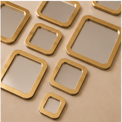 Acrylic Square Ring Mirror Wall Stickers – Structured Geometric Luxury