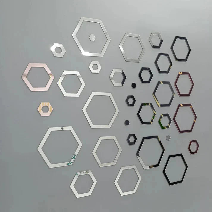 Acrylic Hexagon Ring Mirror Wall Decor. *